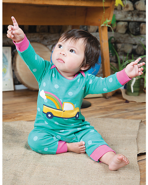 Frugi Tutina Charlie, Camion/Pois - cotone bio Tutine Lunghe