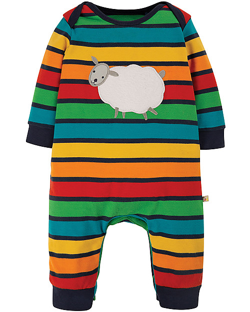 Frugi Tutina Charlie - Righe Arcobaleno/Pecorella - Cotone Bio Tutine Lunghe