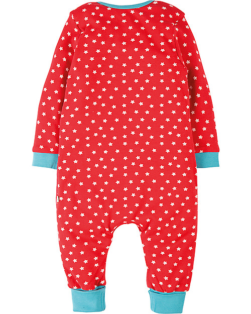 Frugi Tutina Charlie, Rossa con Stelle/Renna - 100% cotone bio Tutine Lunghe