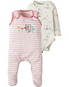 Frugi Tutina Con Piedi & Body a Manica Lunga, Rosa a Righe/Topolino - 100% cotone bio Tutine Lunghe