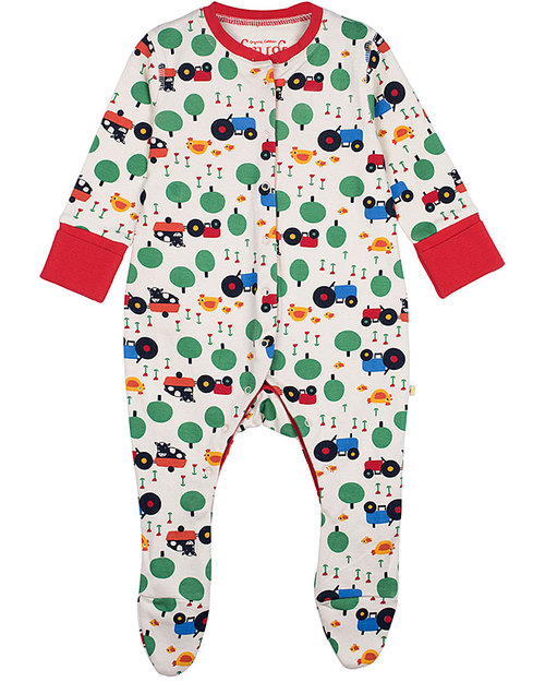Frugi Tutina con Piedi Amici della Fattoria - 100% Cotone Bio Tutine Lunghe