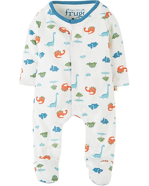 Frugi Tutina Con Piedi, Dinosauri - 100% cotone bio Tutine Lunghe