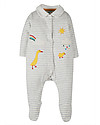 Frugi Tutina con Piedi e Colletto - Righe Grigie/Papere - 100% Cotone Bio Tutine Lunghe