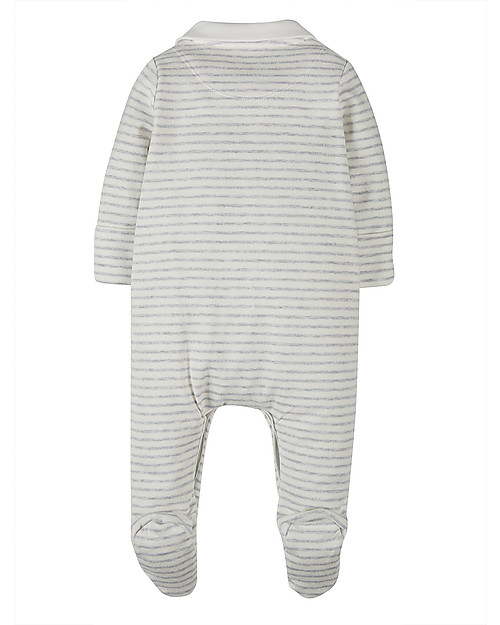 Frugi Tutina con Piedi e Colletto - Righe Grigie/Papere - 100% Cotone Bio Tutine Lunghe