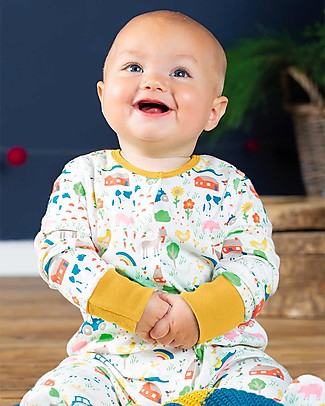 Frugi Tutina con Piedi Lovely - in Fattoria - 100% Cotone Bio Tutine Lunghe Con Piedi