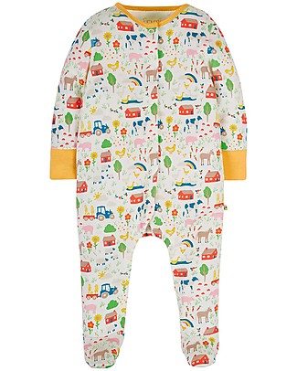 Frugi Tutina con Piedi Lovely - in Fattoria - 100% Cotone Bio Tutine Lunghe Con Piedi