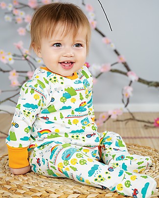 Frugi Tutina Con Piedi Lovely - Land of the Rising Sun - Cotone bio Tutine Lunghe Con Piedi