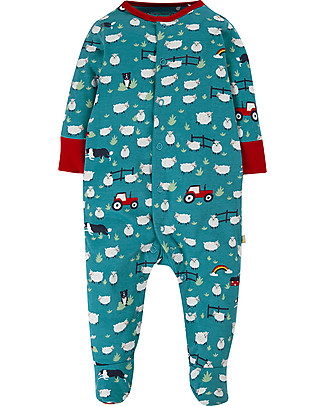 Frugi Tutina con Piedi Lovely - Pecorelle - Cotone Bio Tutine Lunghe Con Piedi