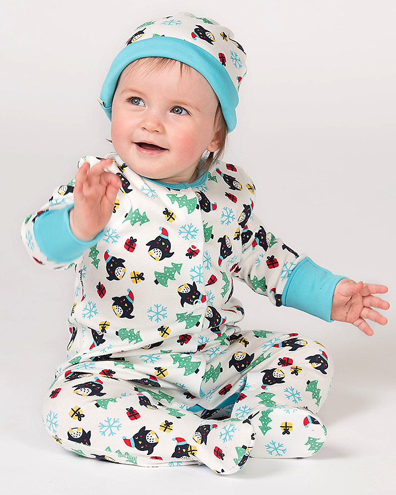 Frugi Tutina con Piedi Lovely, Pinguini - 100% Cotone Bio unisex (bambini)