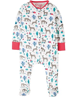 Frugi Tutina Con Piedi Lovely - Watermelon Sika Deer Ditsy - Cotone bio Tutine Lunghe Con Piedi