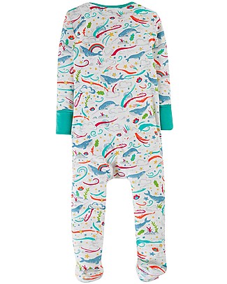 Frugi Tutina con Zip e Piedini - Onda Cosmica - 100% Cotone Bio Tutine Lunghe