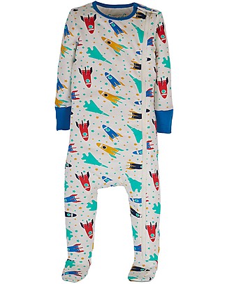 Frugi Tutina con Zip e Piedini - Razzi - 100% Cotone Bio Tutine Lunghe