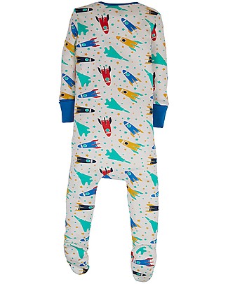 Frugi Tutina con Zip e Piedini - Razzi - 100% Cotone Bio Tutine Lunghe