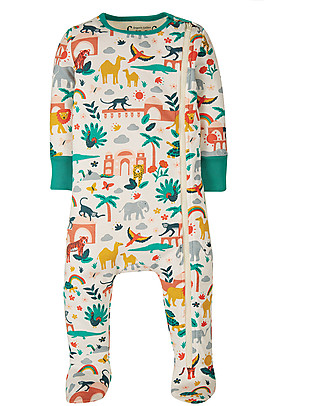 Frugi Tutina con Zip - India - 100% Cotone Bio Tutine Lunghe Con Piedi