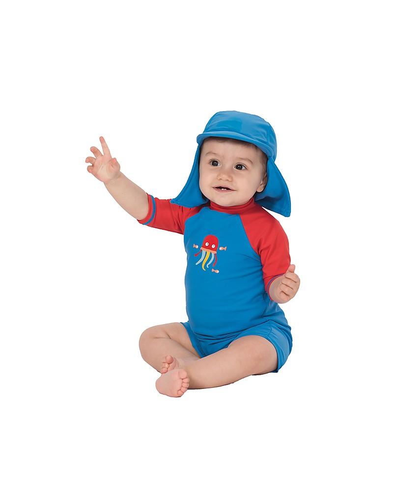BONVERANO Tutina/Costume da Bagno per neonata UPF 50 Protezione Solare Un Pezzo con Cappello da Sole 