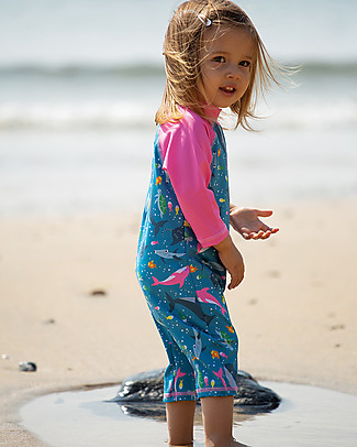 Frugi Tutina Costume Little Sun Safe - Baia Rosa - Eco-friendly UPF 40+ Costumi Anti Uv
