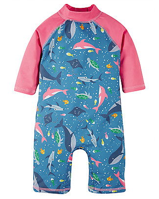 Frugi Tutina Costume Little Sun Safe - Baia Rosa - Eco-friendly UPF 40+ Costumi Anti Uv
