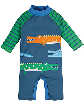 Frugi Tutina Costume Little Sun Safe - Coccodrilli - Eco-friendly UPF 40+ Costumi Anti Uv