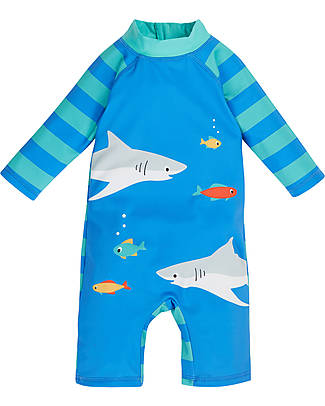 Frugi Tutina Costume Little Sun Safe - Squali - Eco-friendly UPF 50+ Costumi Interi