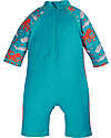 Frugi Tutina Costume Little Sun Safe - Tiger Orange/Octopus - Arancio/Polpo - UPF 40+ T-shirt Anti UV