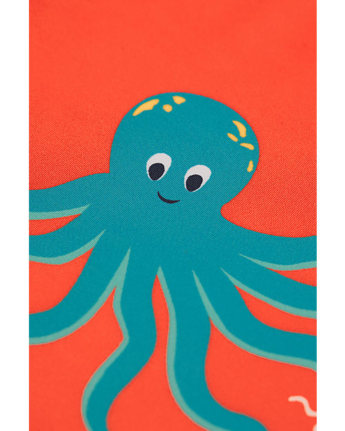 Frugi Tutina Costume Little Sun Safe - Tiger Orange/Octopus - Arancio/Polpo - UPF 40+ T-shirt Anti UV