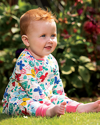 Frugi Tutina Estiva con Zip - Farfalle - Cotone bio Tutine Lunghe Senza Piedi