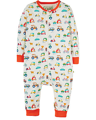 Frugi Tutina Estiva con Zip - Veicoli - Cotone bio Tutine Lunghe Senza Piedi