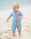 Frugi Tutina Granchio - Righe Bianche e Azzurre - 100% Cotone Bio Tutine Corte