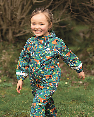 Frugi Tutina Impermeabile con Cappuccio Rain or Shine (1-5 anni) - Animali del Bosco - Fatta con bottiglie di plastica riciclate! Tutine Termiche