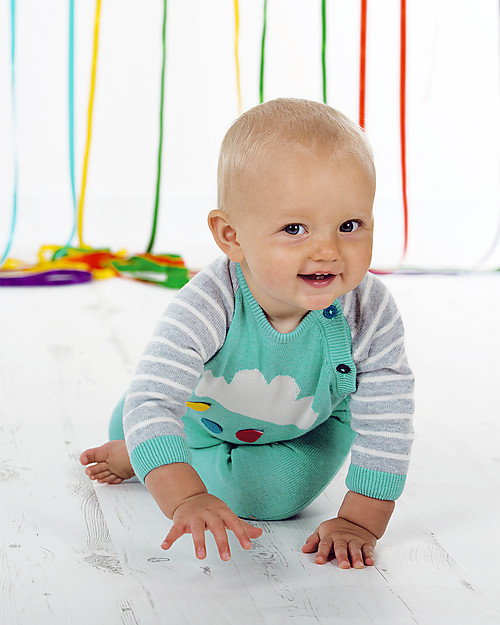 Frugi Tutina in Maglia di Cotone Bio 100% - Acqua/Nuvolette Tutine Lunghe