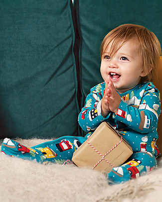 Frugi Tutina Kimono con Piedi Puffin Post - 100% Cotone Bio Tutine Lunghe Con Piedi