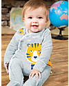 Frugi Tutina Kimono con Piedi Stevie Swoop, Grigio/Tigre - Ciniglia di cotone Bio Tutine Lunghe