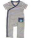 Frugi Tutina Kimono Maniche Corte - Righe Bianche e Blu - 100% Cotone Bio - ULTIMA TG NEONATO IN OFFERTA! Tutine Lunghe