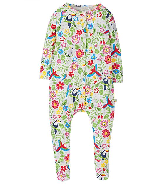 Frugi Tutina Lunga - Bianco con Uccelli Tropicali - Cotone Bio Tutine Lunghe