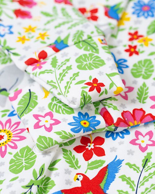 Frugi Tutina Lunga - Bianco con Uccelli Tropicali - Cotone Bio Tutine Lunghe