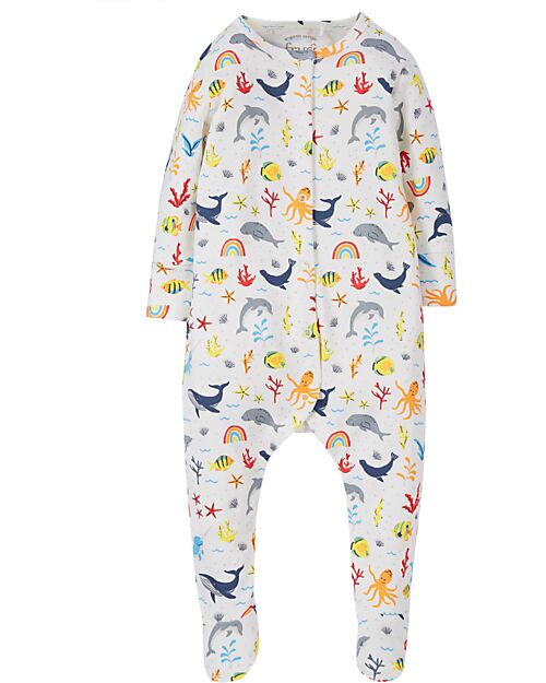 Frugi Tutina Lunga Neonato - Bianco Mare Arcobaleno  - Cotone Bio Tutine Lunghe