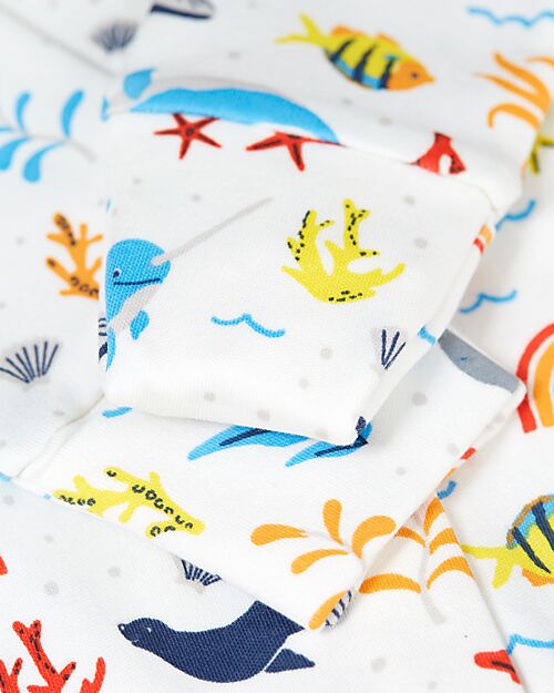 Frugi Tutina Lunga Neonato - Bianco Mare Arcobaleno  - Cotone Bio Tutine Lunghe