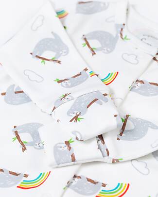 Frugi Tutina Maniche Lunghe - Bianco con Bradipi - Cotone Bio Tutine Lunghe