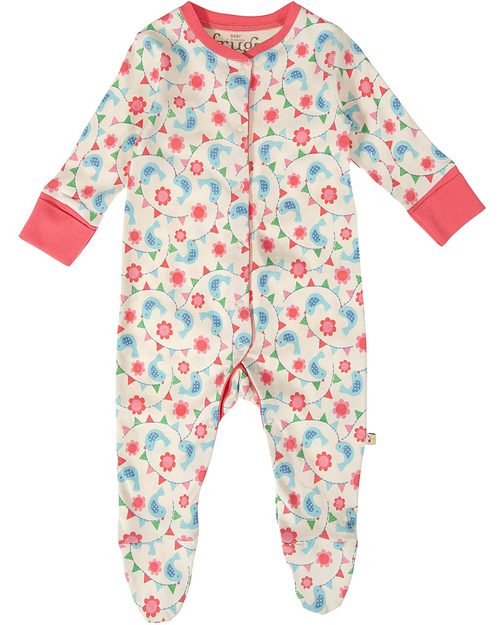 Frugi Tutina Neonato con Piedi Uccellini in Festa - 100% Cotone Bio Tutine Lunghe