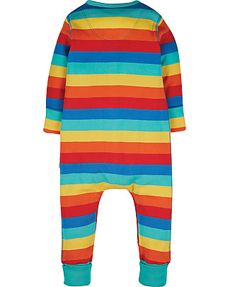 Frugi Tutina senza Piedi Riley - Righe Arcobaleno - 100% Cotone Organico GOTS Tutine Lunghe