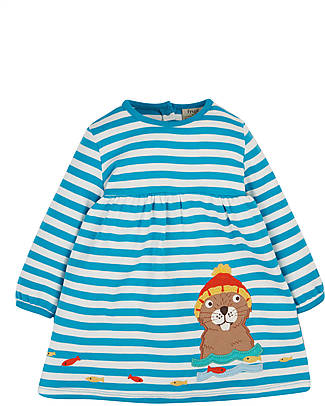 Frugi Vestito Dea The National Trust a Righe - Castoro - 100% Cotone Organico GOTS Vestiti_
