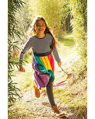 Frugi Vestito Skater Arcobaleno - Righe Bianco e Blu Indaco Stripe - Cotone Organico GOTS Vestiti_