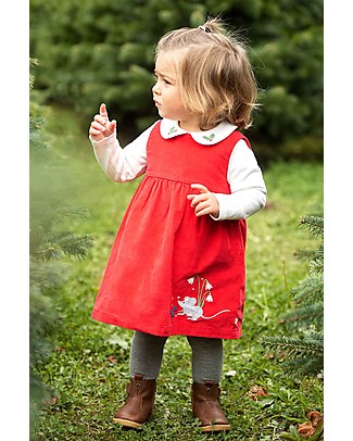 Frugi Vestito Smanicato Macie Rosso con Maglia Bianca - Cotone Organico GOTS Vestiti_