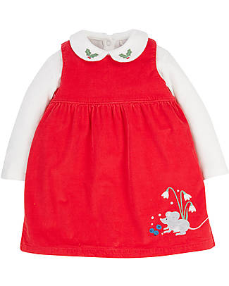 Frugi Vestito Smanicato Macie Rosso con Maglia Bianca - Cotone Organico GOTS Vestiti_