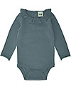 Fub Body Bimbo con Balze, Oceano - 100% Lana Merino Body Manica Lunga