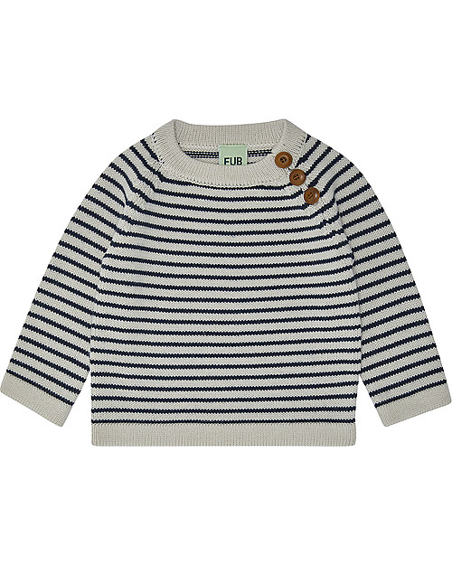 Fub Maglione Baby, Ecru/Blu - 100% Lana Merino Maglioni
