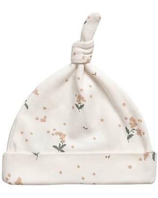 Garbo&Friends Cappellino con Nodo - Forget Me Not - 100% Jersey di Cotone con Finiture in Seta - Collezione Mini Line Cappelli Neonato