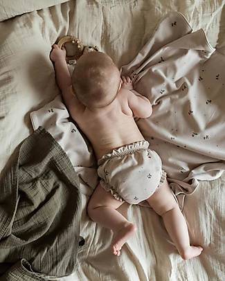 Garbo&Friends Coperta - Cherry - 75 x 75 cm - Jersey di Cotone con Finiture in Seta - Collezione Mini Line Swaddle di Mussola
