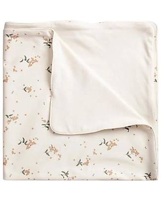 Garbo&Friends Coperta - Forget Me Not - 75 x 75 cm - Jersey di Cotone con Finiture in Seta - Collezione Mini Line Swaddle di Mussola