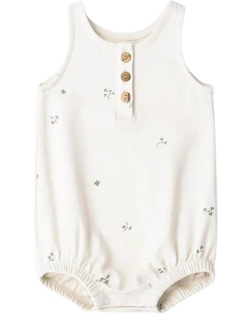 Garbo&Friends Pagliaccetto Senza Maniche - Folia Ecru - 100% Jersey di Cotone con Finiture in Seta - Collezione Mini Line Tutine Corte